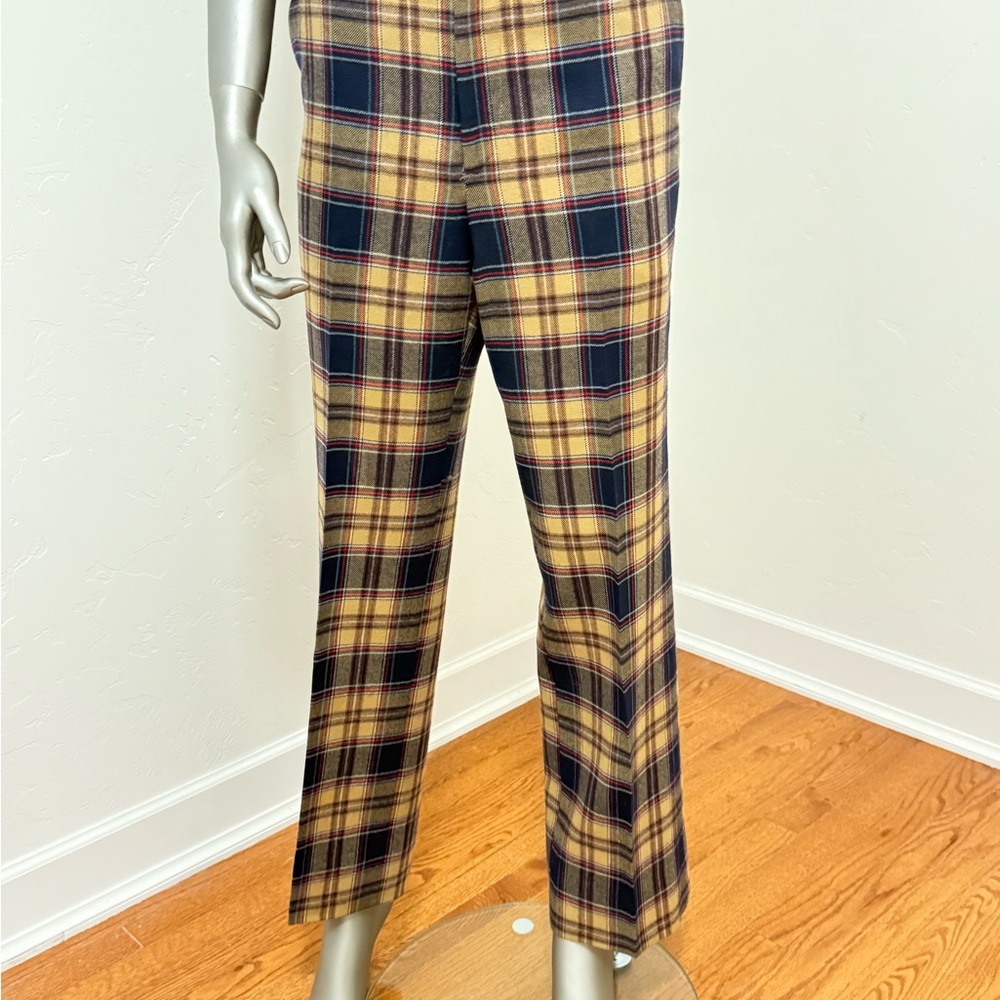 Thompson Preppy Collegiate Vintage 70’s Wool Plaid Pant in Yellow & Navy